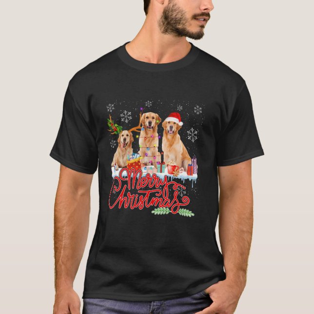 Camiseta Feliz Ouro de Natal Papais noeis para varejo Reind (Frente)
