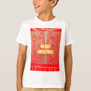 Camiseta Feliz Ouro de Natal Red Snow Glitter Hearts Art