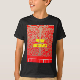 Camiseta Feliz Ouro de Natal Red Snow Glitter Hearts Art