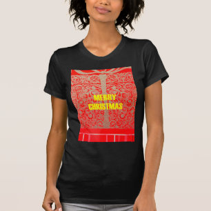 Camiseta Feliz Ouro de Natal Red Snow Glitter Hearts Art