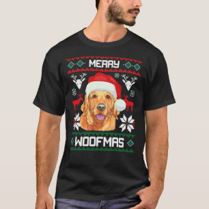 Camiseta Feliz ouro de varejo Woofmas Suor de Natal Natal