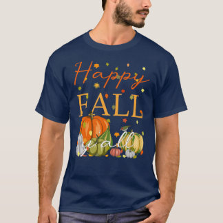 Camiseta Feliz Outono Para Todos Diversão Abóbora Folhas de