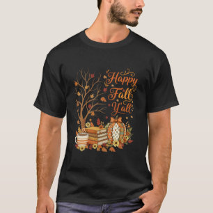 Camiseta Feliz Outono para Vocês Floral Abóbora Café de Out