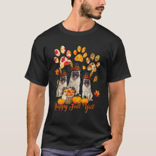 Camiseta Feliz outono Vocês todos Ação de Graças Três Pugs 