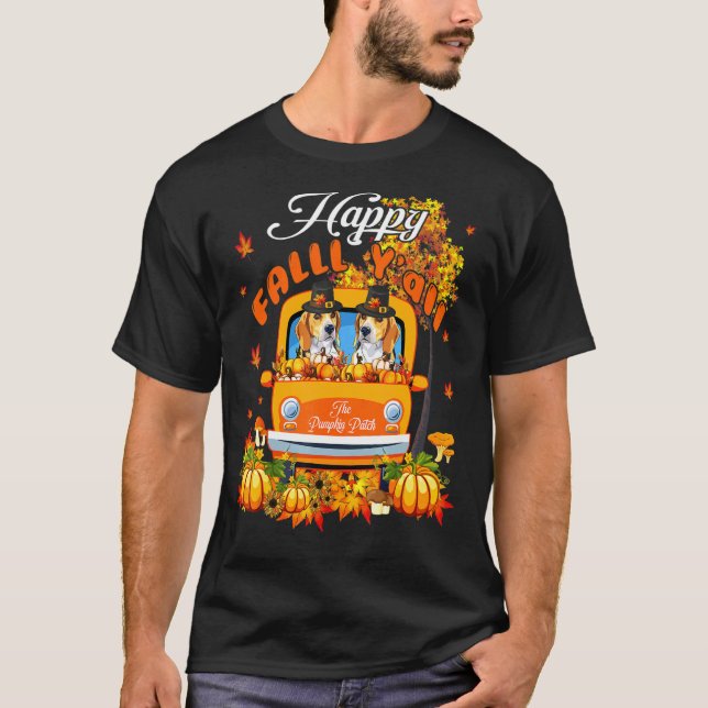 Camiseta Feliz Outono Vocês Todos Felizes Beagles De Ação D (Frente)