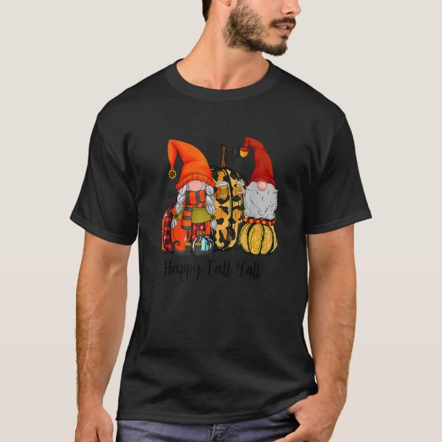 Camiseta Feliz outono Vocês todos Gnomo Leopard Pumpkin out (Frente)