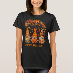 Camiseta Feliz outono Vocês todos Gnomo Pumpkin outono deix