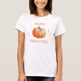 Camiseta Feliz outono Y'all Pumpkin Arco Cute feminino