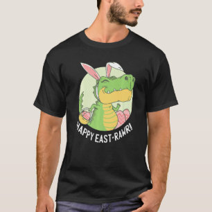 Camiseta Feliz Ovos de Páscoa Rex Dinossaur Bunny Ears
