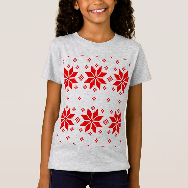 Camiseta Feliz padrão de Natal 5 (Frente)