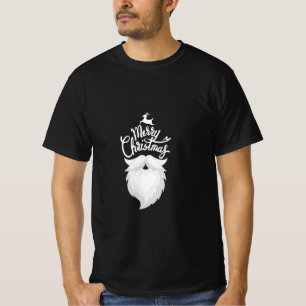 Camiseta Feliz Papai noel de Natal Barba Minimalista