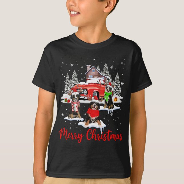 Camiseta Feliz Papai noel de Natal Reindeer Bernese Mountai (Frente)