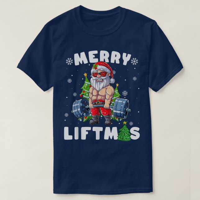 Camiseta Feliz Papais noeis de Liftmas Malhação de elevação (Frente do Design)