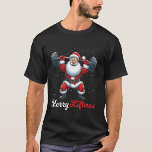 Camiseta Feliz Papais noeis de Liftmas Malhação de Gym Leva