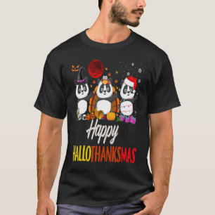 Camiseta Feliz Papais noeis de Natal Panda Halloween Obriga