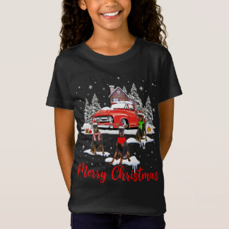 Camiseta Feliz Papais noeis de Natal Reindeer Dobermann Com
