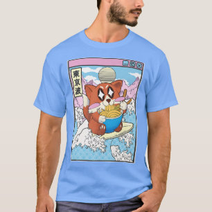 Camiseta Feliz Para Comer Ramen Surfando Animes Ondas Japon
