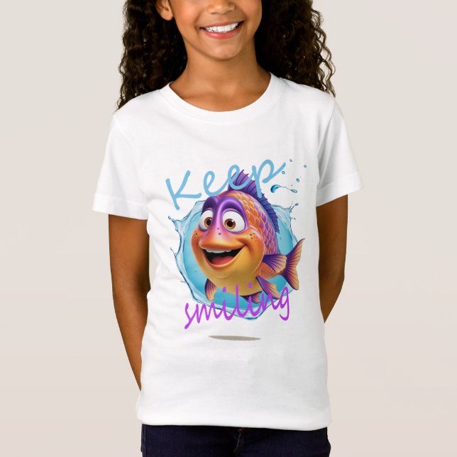 Camiseta Feliz para Crianças de Peixes (Frente)