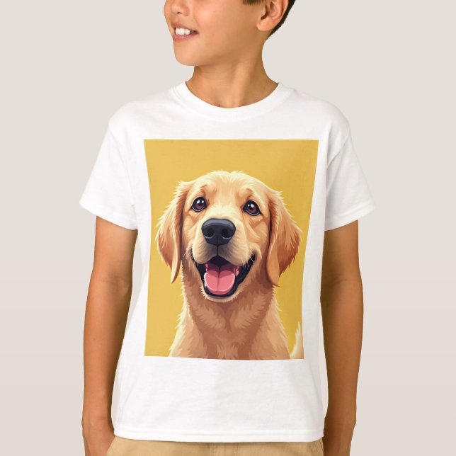 Camiseta Feliz para Crianças de Retriever (Frente)