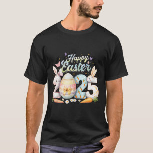 Camiseta Feliz Páscoa 2025 Coelho Rosto de Coelho Dia de Pá