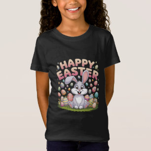 Camiseta Feliz Páscoa 2025  Ovos Coelho Bonito Coelho