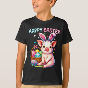 Camiseta Feliz páscoa animal de fazenda amantes de porco co