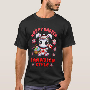 Camiseta Feliz Páscoa ao estilo canadense Coelhinho fofo Ca