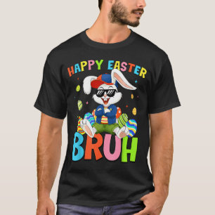 Camiseta Feliz Páscoa Bruh Bunny para Crianças Meninos Meni