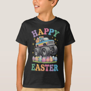 Camiseta Feliz Páscoa Caminhão Monstro Engraçado Esmaga Ovo