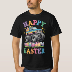 Camiseta Feliz Páscoa Caminhão Monstro Engraçado Esmaga Ovo