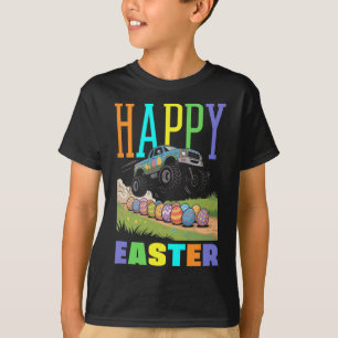 Camiseta Feliz Páscoa Caminhão Monstro Legal Escavadeira Me