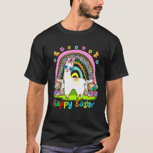 Camiseta Feliz Páscoa Coelhinho Arco-íris Fofo Caça Ovos De