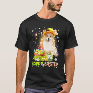 Camiseta Feliz Páscoa Coelhinho Bonito Cachorro Corgi Ovos