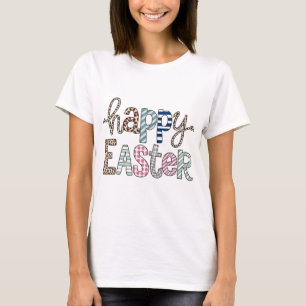 Camiseta Feliz Páscoa Coelhinho Floral Fofo Primavera Leopa