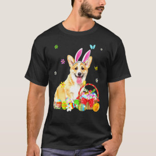 Camiseta Feliz Páscoa Coelhinho Fofo Corgi Retriever Vestin