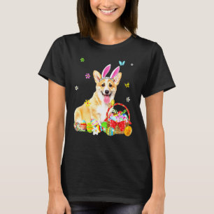 Camiseta Feliz Páscoa Coelhinho Fofo Corgi Retriever Vestin