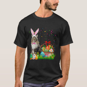 Camiseta Feliz Páscoa Coelho Fofo Gato Ovos Cesta Homens Mu