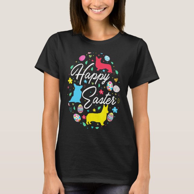 Camiseta Feliz Páscoa Coleção de Formas de Ovos de Páscoa F (Frente)