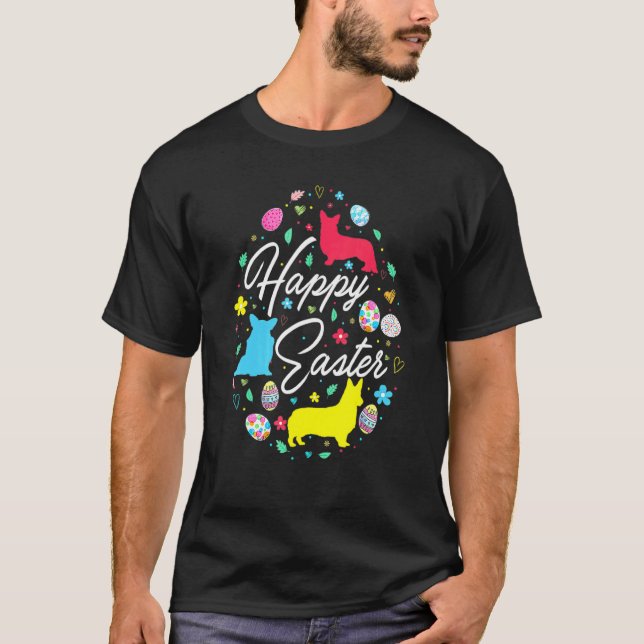 Camiseta Feliz Páscoa Coleção de Formas de Ovos de Páscoa F (Frente)