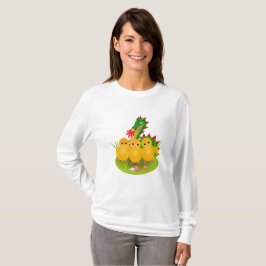 Camiseta Feliz Páscoa de três pintinhos e Dragão de Mons