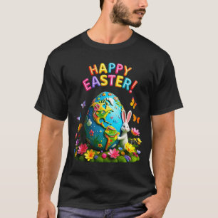 Camiseta Feliz páscoa dia da terra 2026 coelho mapa mundi p