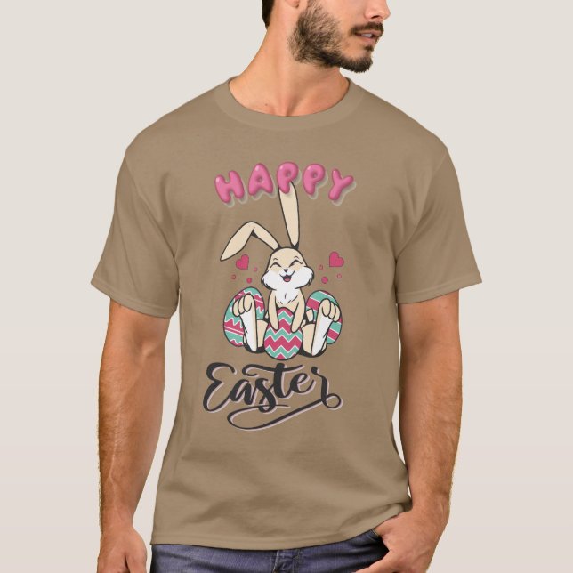 Camiseta Feliz Páscoa do adorável Coelho de Páscoa (Frente)
