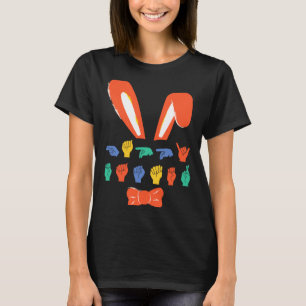 Camiseta Feliz Páscoa em língua de sinais doces ovos mulher