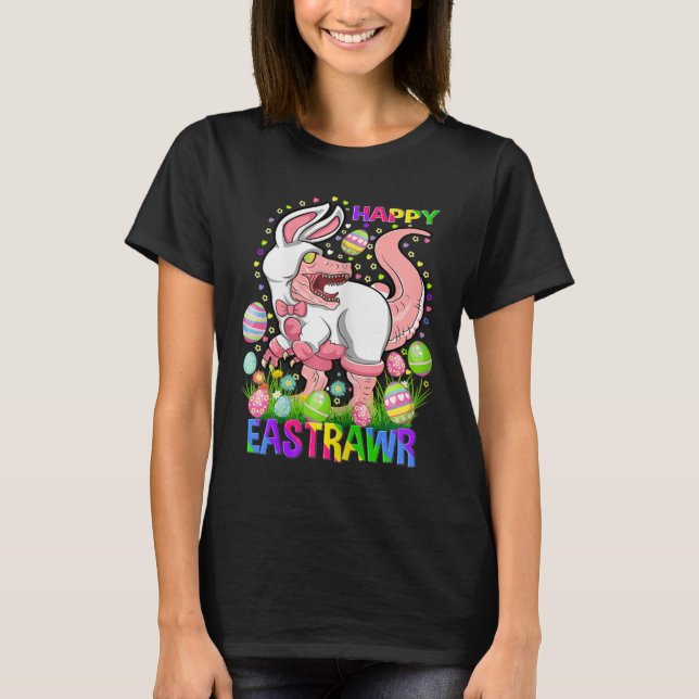 Camiseta Feliz Páscoa Funny T Rex Dia de Páscoa Dinossauro  (Frente)