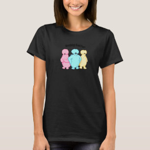 Camiseta Feliz Páscoa Galinhas Silkie Sassy Azul Pastel Alf