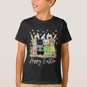 Camiseta Feliz Páscoa Gato Fofo Amante Coelho Dia de Páscoa