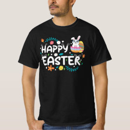 Camiseta Feliz Páscoa, Ovos, Coelho & Flores