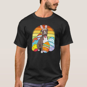 Camiseta Feliz Páscoa Pitbull Terrier Ovo de Páscoa Animais
