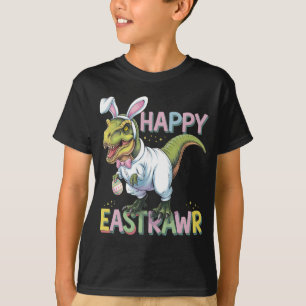 Camiseta Feliz Páscoa T Rex Coelho de Páscoa Dinossauro Ovo