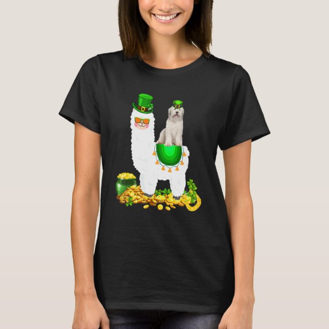 Camiseta Feliz Patrick S Day Leprechaun Bearded Collie Ridi (Frente)